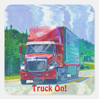 Adesivo Quadrado Red Cargo Truck Big Rig Driver Série