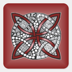 Adesivo Quadrado Red Celtic Knot Arte Original