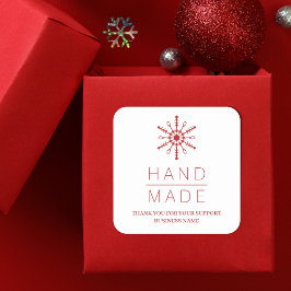 Adesivo Quadrado Red Christmas Modern Snowflake for Business