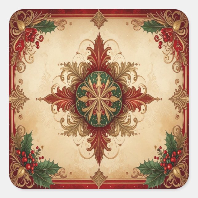 Adesivo Quadrado Red Decorative Holiday Sticker (Frente)