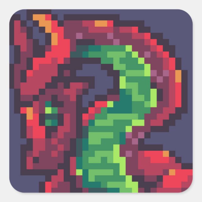 Adesivo Quadrado Red dragon pixelart, Pixel Art (Frente)