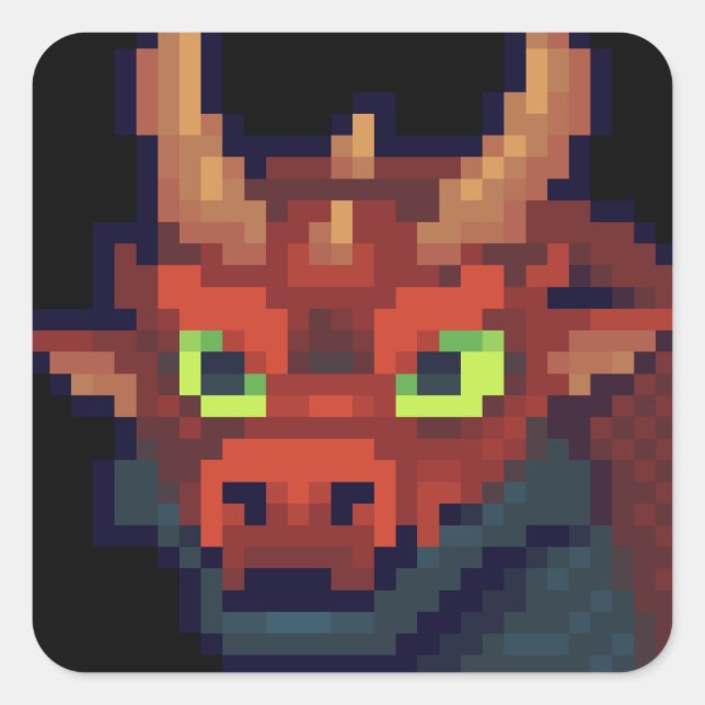 Adesivo Quadrado Red dragon pixelart, Pixel Art  (Frente)