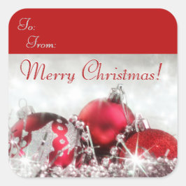 Adesivo Quadrado Red E Silver Feliz Natal