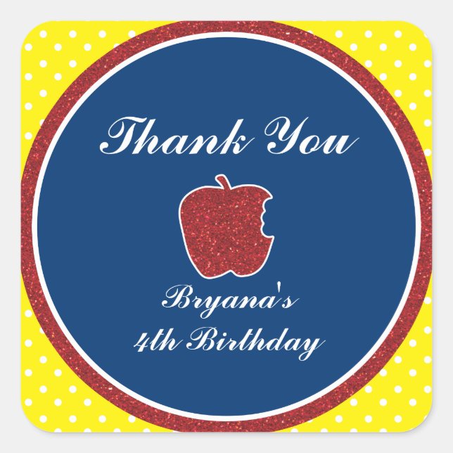 Adesivo Quadrado Red Glitter Apple Party Favkers (Frente)