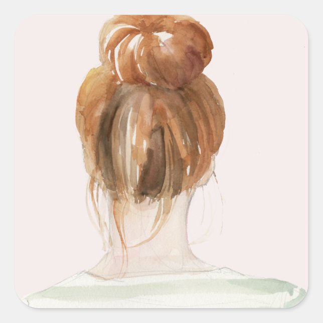 Adesivo Quadrado Red Hair Top Knot (Frente)