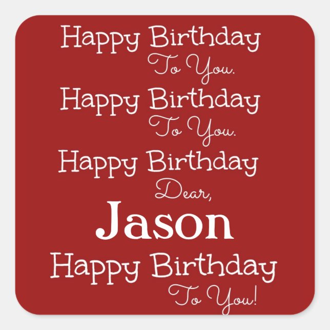 Adesivo Quadrado Red Happy Birthday Song Stickers (Frente)