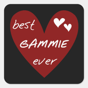 Adesivo Quadrado Red Heart Best Gammie Ever Camisetas e presentes