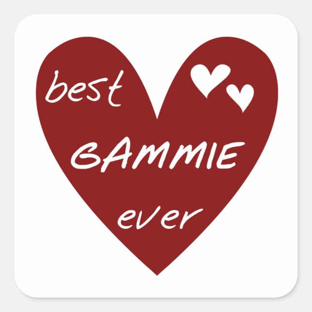 Adesivo Quadrado Red Heart Best Gammie Ever Camisetas e presentes (Frente)