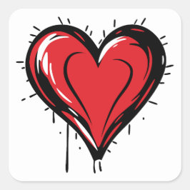 Adesivo Quadrado Red Heart with Bloody