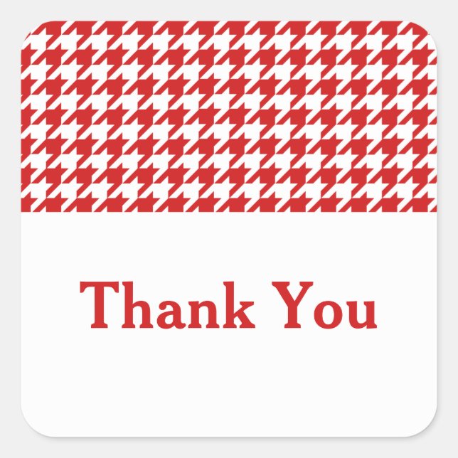Adesivo Quadrado Red Houndstooth, Obrigado, Stickers (Frente)