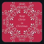 Adesivo Quadrado Red Keep Cristo in Christmas Sticker<br><div class="desc">Vinheta vermelha de "Manter Cristo no Natal".</div>