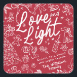 Adesivo Quadrado Red Love e Light Christmas<br><div class="desc">Amor e Luz - Vestidos de férias à mão Traga um pouco de charme e calor para a época de férias com esta coleção de Natal imunda! Cada design está cheio de um espírito de feriado aconchegante, fazer-o de uma escolha sincera para a família, amigos ou qualquer pessoa que ame...</div>