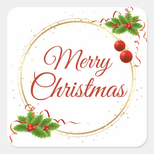 Adesivo Quadrado Red Modern Merry Christmas Square Sticker (Frente)
