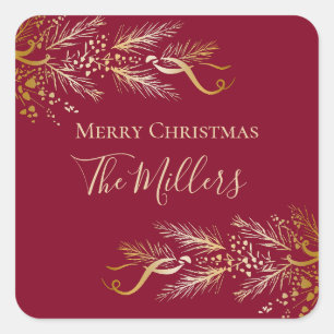 Adesivo Quadrado Red Moderno Personalizado Feliz Natal