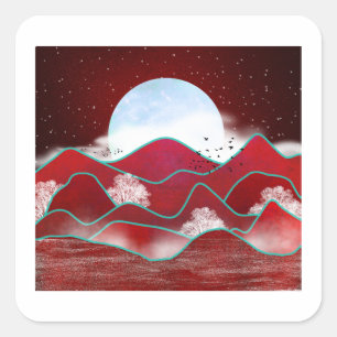Adesivo Quadrado Red Moonrise