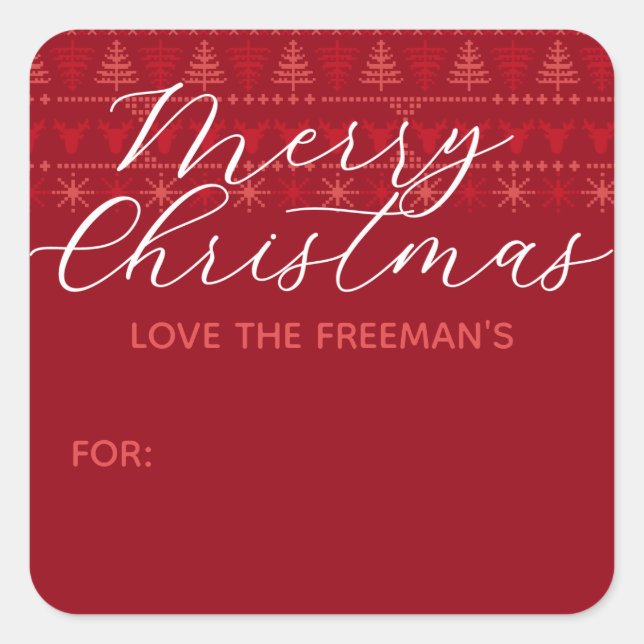 Adesivo Quadrado Red Nordic Merry Christmas Gifker Sticker (Frente)
