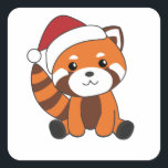 Adesivo Quadrado Red Panda Christmas Snow Winter Animais Pandas<br><div class="desc">O panda vermelho para suavidade com luzes justas. Animais engraçados com presentes e neve até as férias. Também é engraçado para o Natal em julho. Os Pandas Vermelhos são animais doces e perfeitos para o Natal.</div>