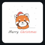 Adesivo Quadrado Red Panda Christmas Snow Winter Animais Pandas<br><div class="desc">O panda vermelho no Natal com um chapéu de Papai Noel. Animais engraçados com presentes e neve nas férias. Uma doce saudação de Natal. Os pandas vermelhos são animais bonitos e perfeitos para o Natal.</div>