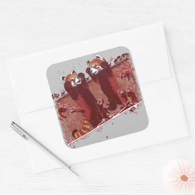 Adesivo Quadrado Red Panda Fury (Envelope)