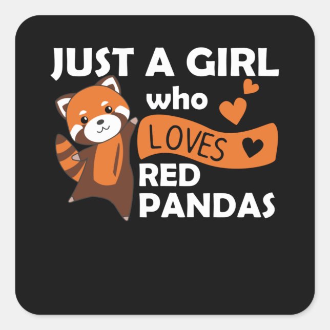 Adesivo Quadrado Red Pandas Girl ama Red Panda Kawaii Cuecas (Frente)