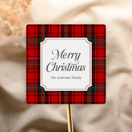 Adesivo Quadrado Red Plaid Merry Christmas