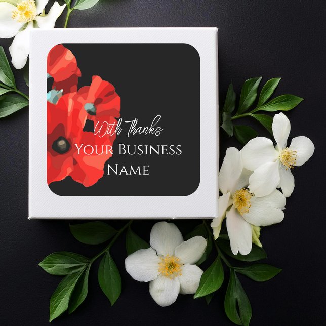 Adesivo Quadrado Red Poppy Muito Obrigado Pau Quadrado (Criador carregado)