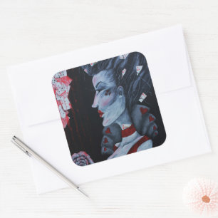 Adesivo Quadrado Red Queen Of Hearts Alice Wonderland Fantasy Art