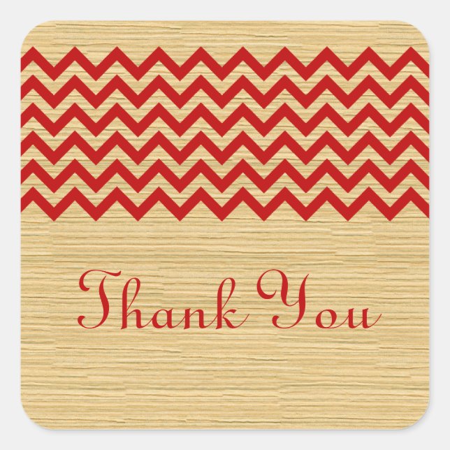Adesivo Quadrado Red Rustic Chevron Obrigado Stickers (Frente)