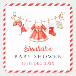 Adesivo Quadrado Red Santa Baby Baby Shower