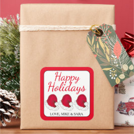 Adesivo Quadrado Red Santa Claus Hat Natal Feliz Feriados