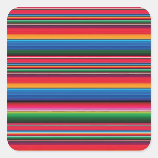 Adesivo Quadrado Red Serape Saltillo tradicional cobertor mexicano  (Frente)