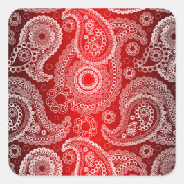 Adesivo Quadrado Red Shimmer Satin White Lace Paisley Stickers