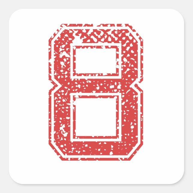 Adesivo Quadrado Red Sports Jerzn Número 8 (Frente)