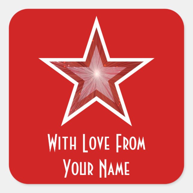 Adesivo Quadrado Red Star 'With Love From'' (Frente)