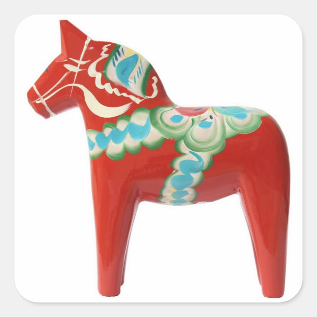 Adesivo Quadrado Red Swedish Dala Horse (Frente)