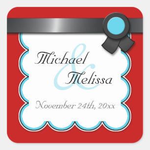 Adesivo Quadrado Red & Teal, Fita Negra Vestidos