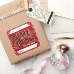 Adesivo Quadrado Red Vintage Merry Christmas Gift Label Stickers<br><div class="desc">Rotule seus presentes de Natal com esses bonitos e clássicos adesivos de etiqueta de presente "Feliz Natal". Esses adesivos de etiqueta de presente estilo antigos apresentam flocos de neve antigos em um fundo vermelho,  "Feliz Natal" em uma fonte antiquada,  folhas de ouro e uma fronteira clássica em branco.</div>