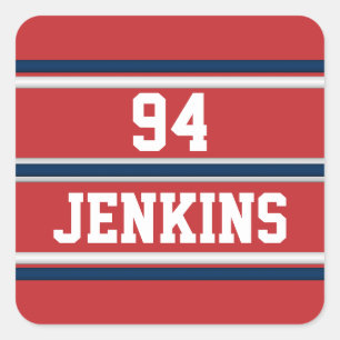 Adesivo Quadrado Red White Blue Jersey Strips Personalizáveis Golf