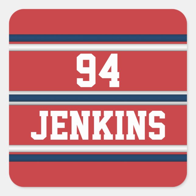 Adesivo Quadrado Red White Blue Jersey Strips Personalizáveis Golf  (Frente)