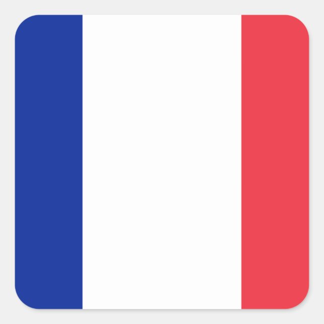 Adesivo Quadrado Red White e Blue Flag da França (Frente)