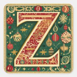 Adesivo Quadrado Red Z Natal com Greenery e Dourado
