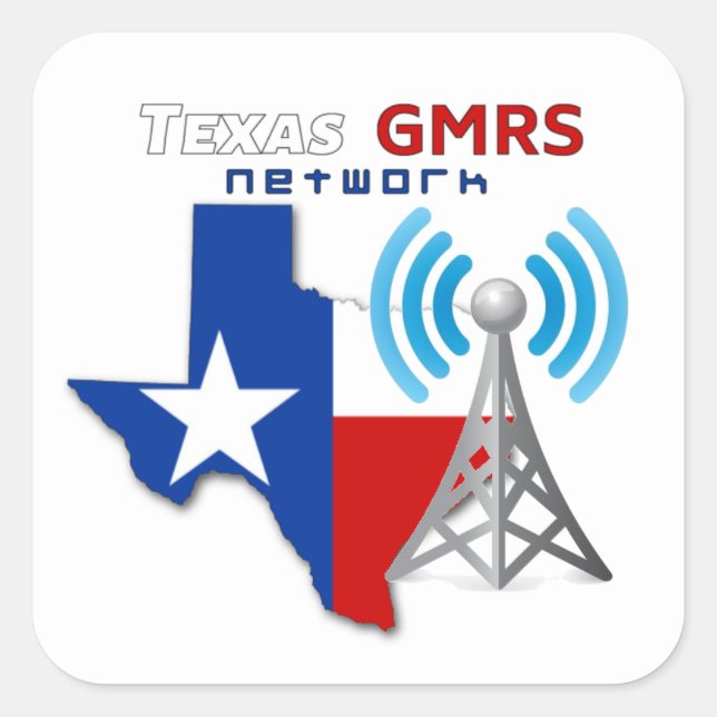 Adesivo Quadrado Rede GMRS do Texas - Decais de 3" (Frente)