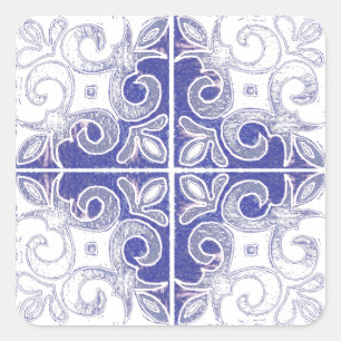 Adesivo Quadrado Redemoinho branco azul inspirado pelo português