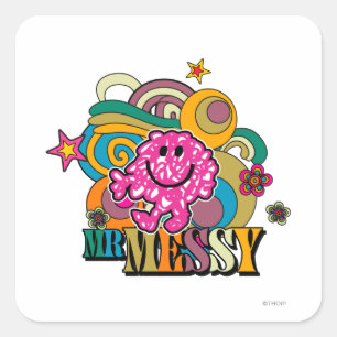 Adesivo Quadrado Redemoinhos coloridos cor-de-rosa & estrelas do