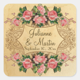 Adesivo Quadrado Redemoinhos cor-de-rosa modernos dos pássaros do