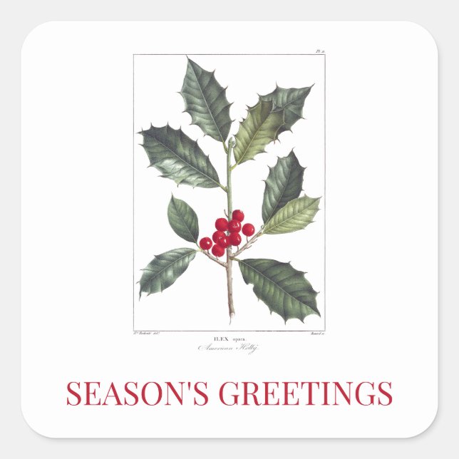 ADESIVO QUADRADO REDOUTÉ NATAL HOLLY ENVELOPE SEAL STICKER (Frente)