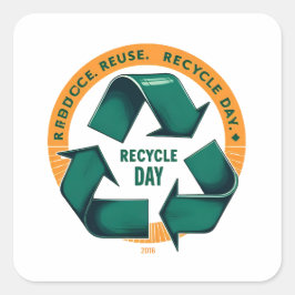 Adesivo Quadrado Reduce Reuse Recycle Eco Tee