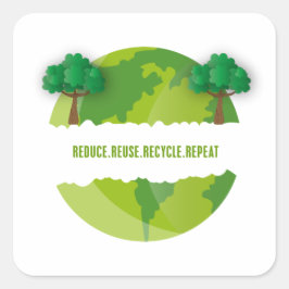 Adesivo Quadrado Reduza a ecologia da repetição de Reciclares