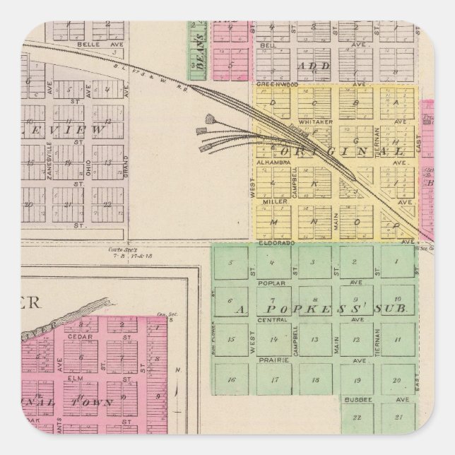 Adesivo Quadrado Reece, Fall River, Hamilton e Climax, Kansas (Frente)