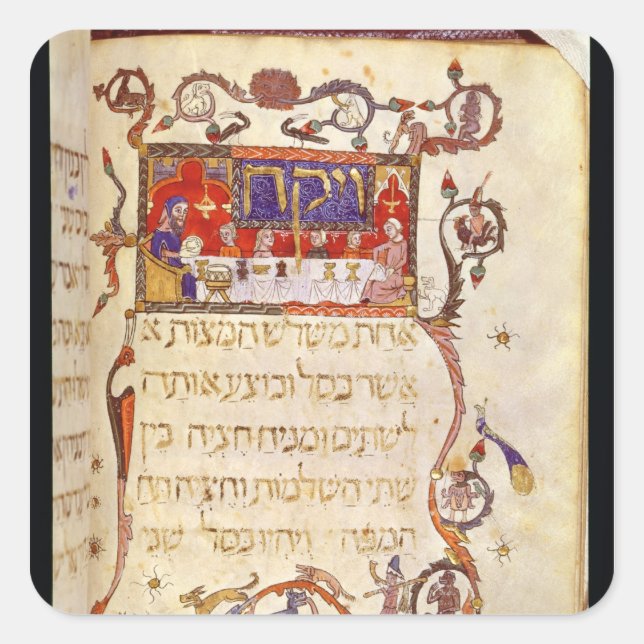 Adesivo Quadrado Refeição de Passover, Espanha de Norte (Frente)